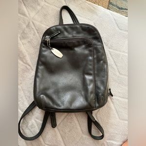 Tignanello Black Leather Backpack Purse